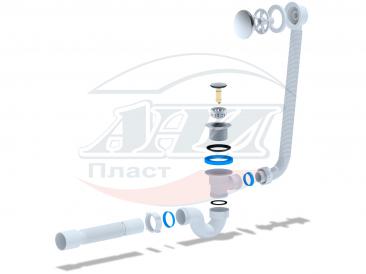 Обвязка д/ванны 11/2" 40 вып. перел. прямоточный, клик-клак АНИ