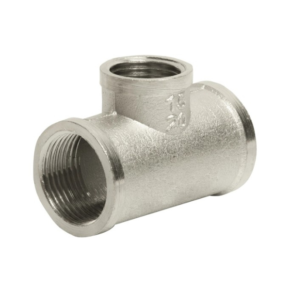 Тройник 3/4"х1/2"х3/4" В/В/В никель VRT
