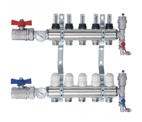 Колл. группа  1"х5х3/4" с расход. (латунь) TIM с кранами