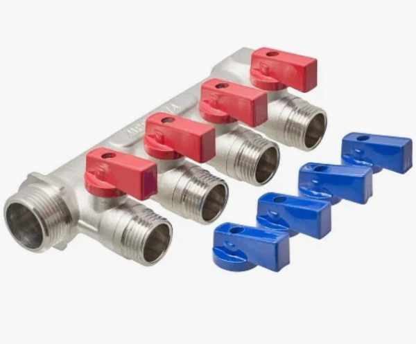 Коллектор 3/4"х4 х1/2" н/р с отсек. кранами TIM
